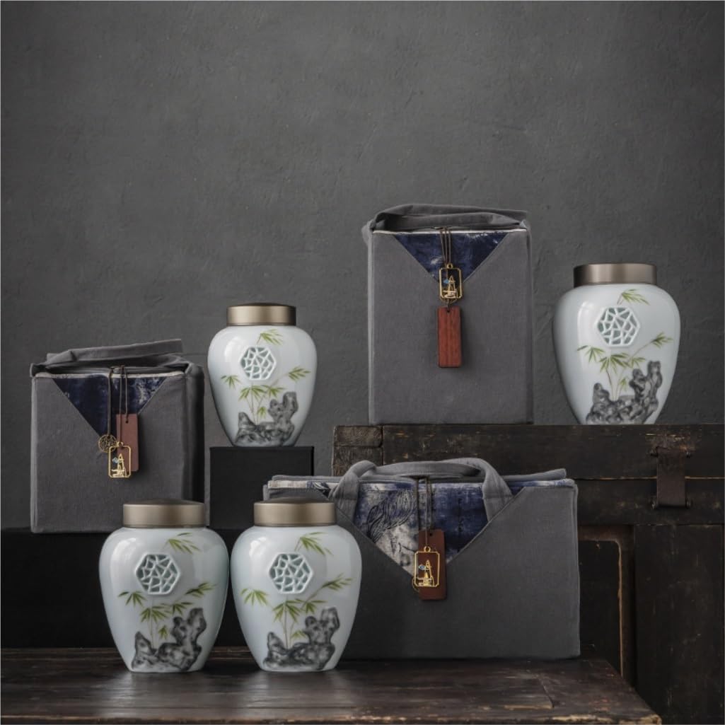 XYNSNDB Słoik cukru Ręcznie malowana wytłaczana kratka okienna Retro puszka na herbatę Dwuwarstwowa blaszana pokrywka Ceramiczna nakrętka Ziarna kawy Zamknięta puszka płatków Pojemnik na herbatę