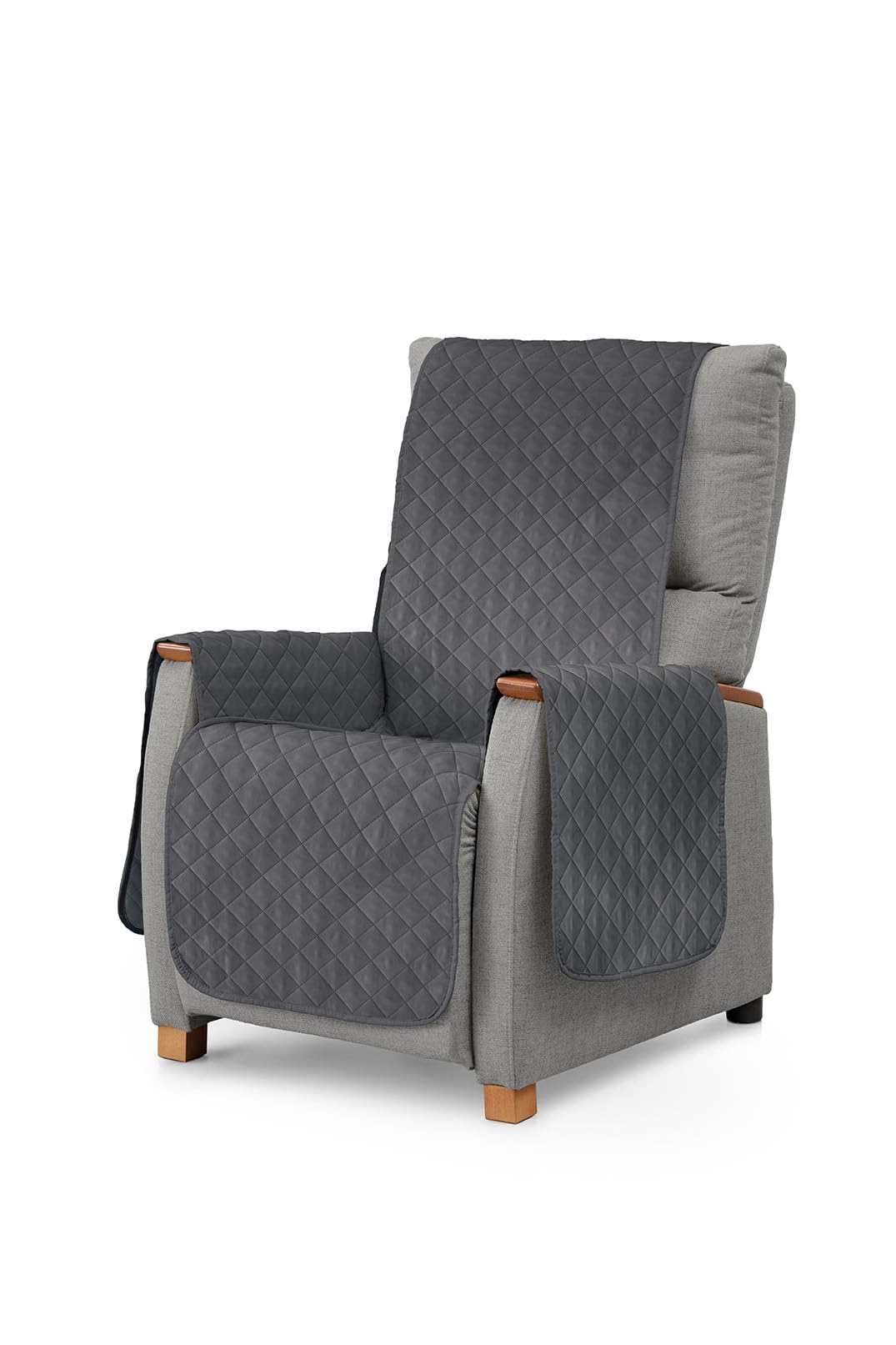 Textilhome Funda Sofá Circus - 1 Plaza - Cubre Sillón Relax Reclinable y Orejero Reversible | Protector Acolchado, Lavable y Resistente contra Manchas, Arañazos y Desgaste – Color Gris OEKO-TEX STANDARD 100