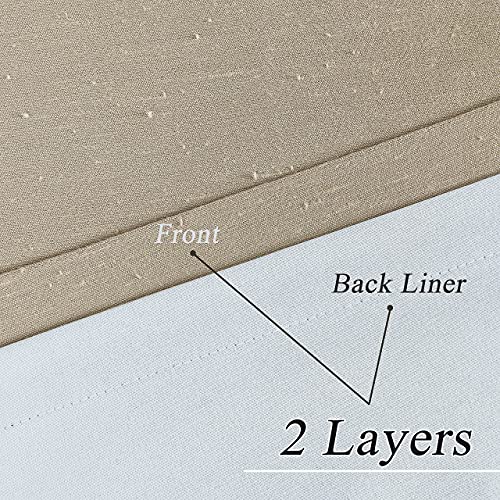 West Lake Linen Blackout Faux Silk Window Curtain For Bedroom Living Room Luxury Panel 100% Blackout Liner Thermal Insulated Noise Reducing Rod Pocket Backtab Drapes,42" Wx84 L 1 Panel Tan/Linen #TOP4