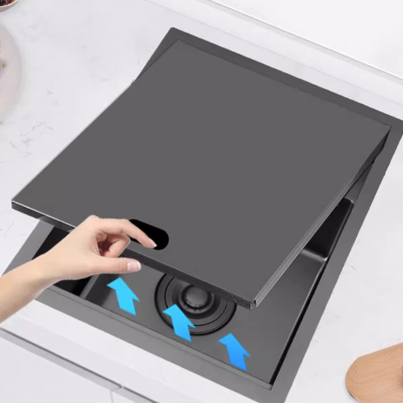 Lavello Da Bar Nero Con Coperchio Lavello Da Cucina A Scomparsa Con Coperchio Rubinetto Pieghevole Adatto Per Appartamento Camper E Roulotte