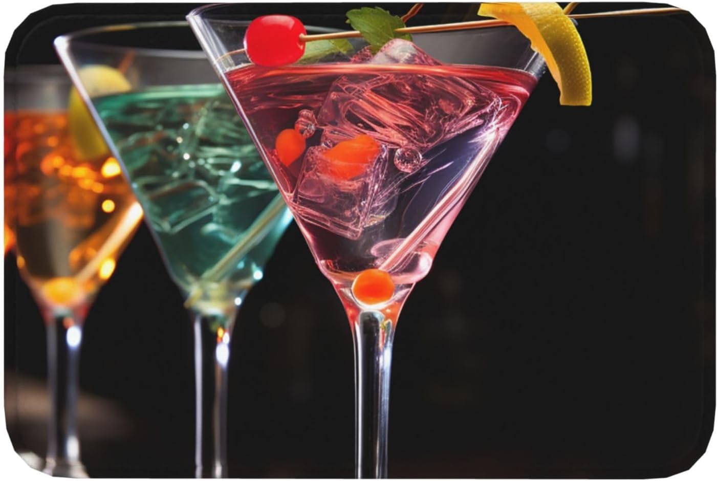 Martini Drink Printed Doormat Non-Slip Welcome Mats Floor Mats Outdoor Entryway Door Mat Rug for Indoor Outdoor Entrances 24x16 in