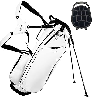 Lightweight Golf Stand Bag with 14 Way Full-Length Dividers, 7 Zippered Pockets and Rain Cover, with Handles and Dual Strap