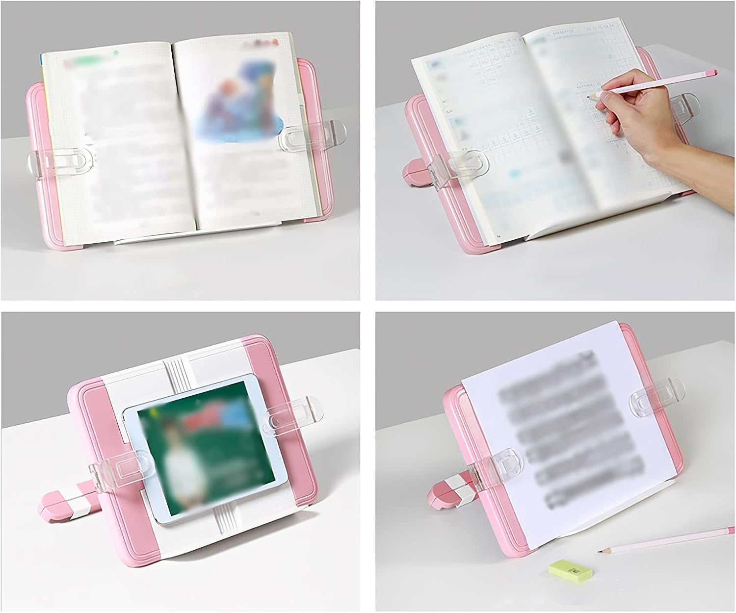 Book Stands and Holders for Reading Multifunctional Reading Holder, Portable Students Reading Desk Bookrest, Adjustable Bookstand for Textbook Smartphone Cookbook for Kitchen and Office (Blue )