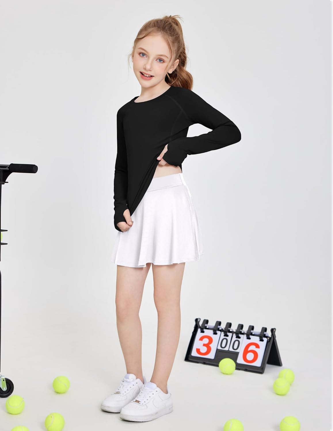 Zaclotre Girls Long Sleeve Shirts with Thumb Holes Quick Dry Workout Athletic Tops for Kids Sport Performance Clothes - Image 5