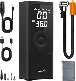 COSTAR Dual Mode (6000mAh Battery & 12V DC Cord) Air Pump for Car Tyre, Digital Tyre Inflator for Car and Bike with 150 PS Price In India