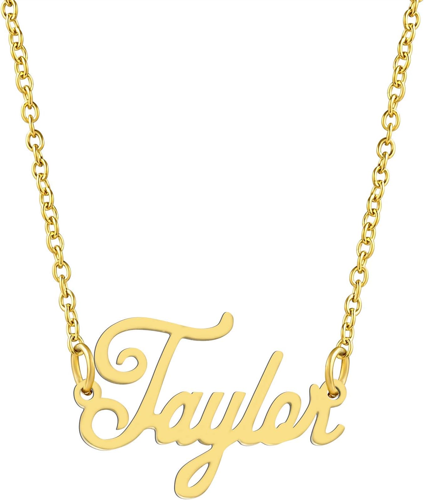 KISPER 18K Gold Plated Stainless Steel Personalized Name Pendant Necklace