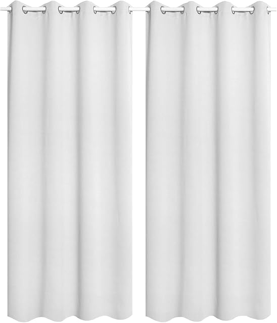 WOLTU zestaw 2 zasłona nieprzejrzysta, z oczkami, 130 g/m², zaciemniająca zasłona termiczna, nieprzepuszczająca światła, do salonu, pokoju dziecięcego, sypialni,135 x245 cm Biała