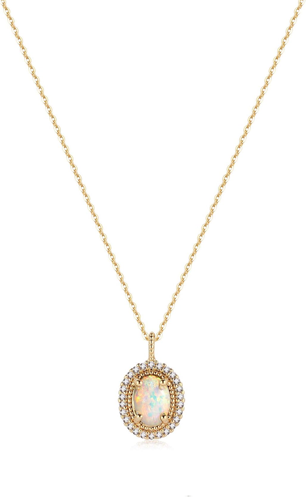Gold Dainty Opal Necklace 18K Gold Plated Anchor Pendant Necklace Minimalist Handmade Bar