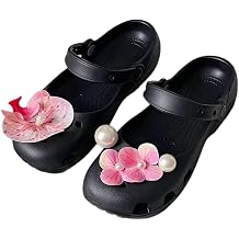 Women's Decorative Charm Convertible Clog Sandals - Closed-Toe Slip-On Slippers, Waterproof Comfort Shoes for Casual Wear, Outdoor, and Vacation