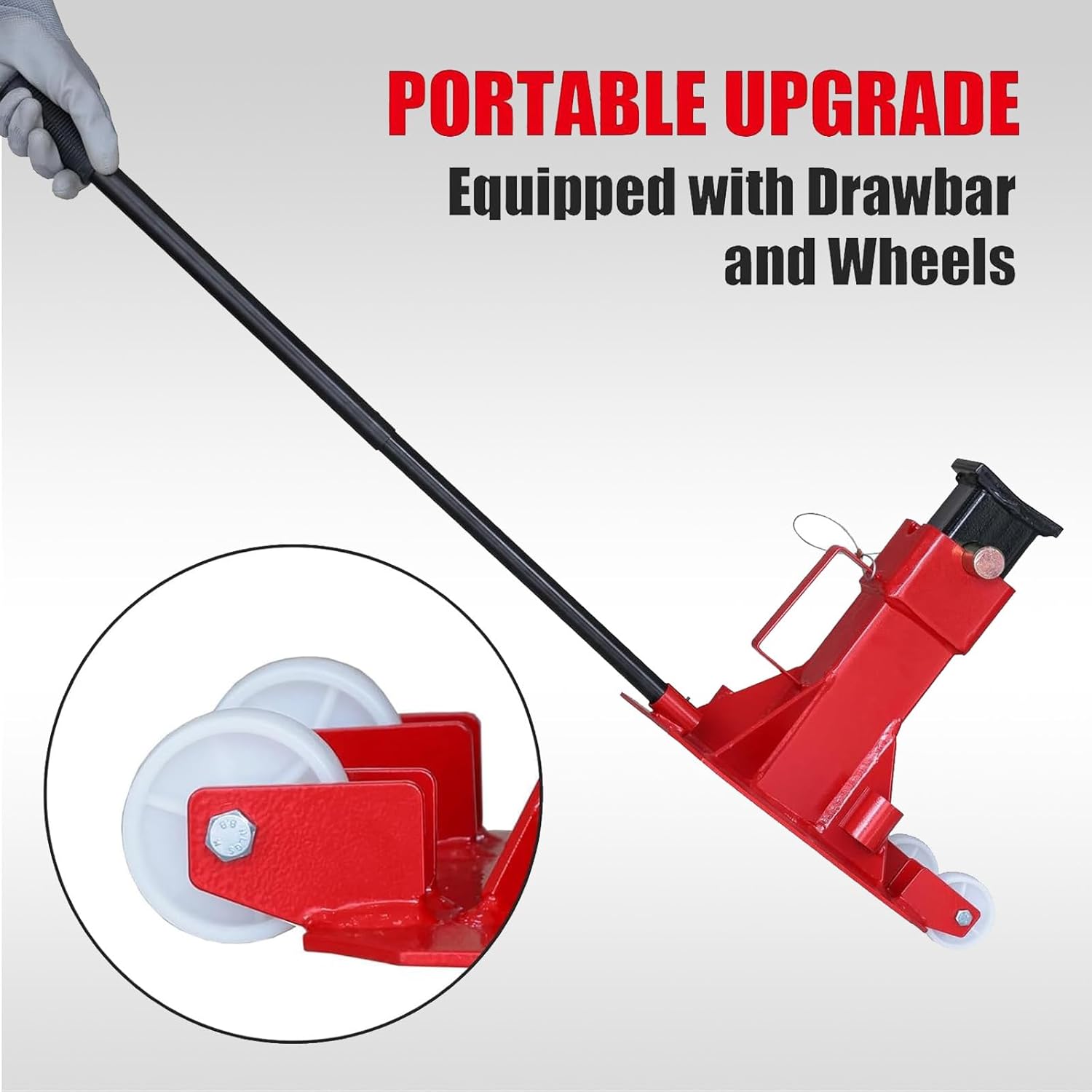Big RED Torin Heavy Duty Jack Stands: Pin Style Jack Stand with 2 Casters and Handle, Easily Portable Car Stand for Car SUV, Truck and Pick Up, 22 Ton (44,000 lb) Capacity, Red