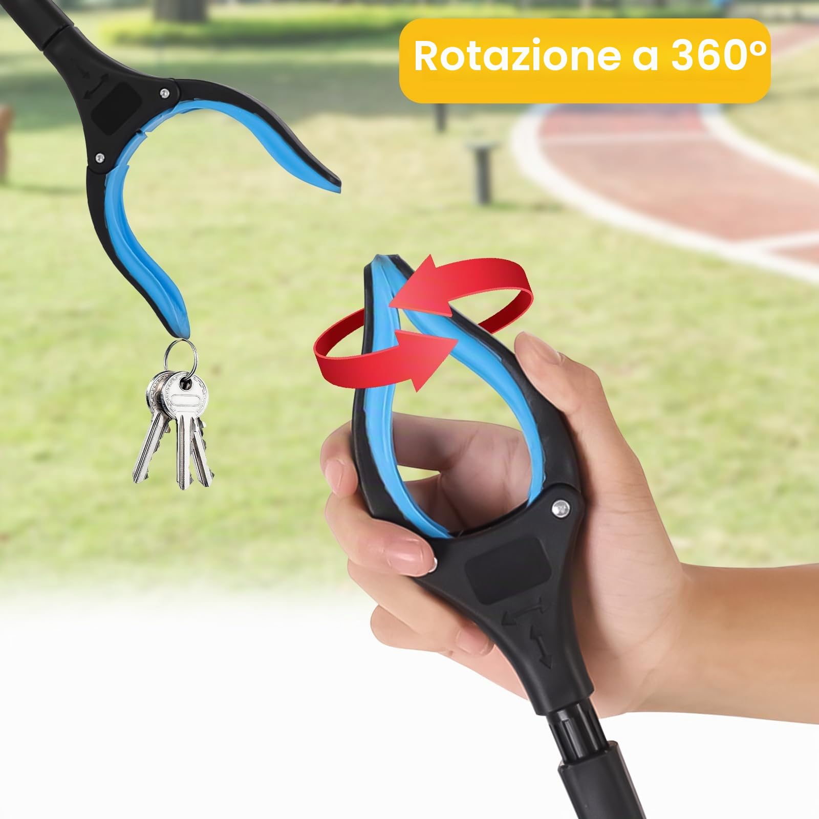 2pcs Pinza Raccogli Oggetti Pieghevole,109cm Pinza Telescopica Pieghevole,Testa Rotante a 360 Gradi,Bastone a Braccio con Punta Magnetica a Forte Presa,Portatile Pinza Raccogli Rifiuti Pinza Morsetto