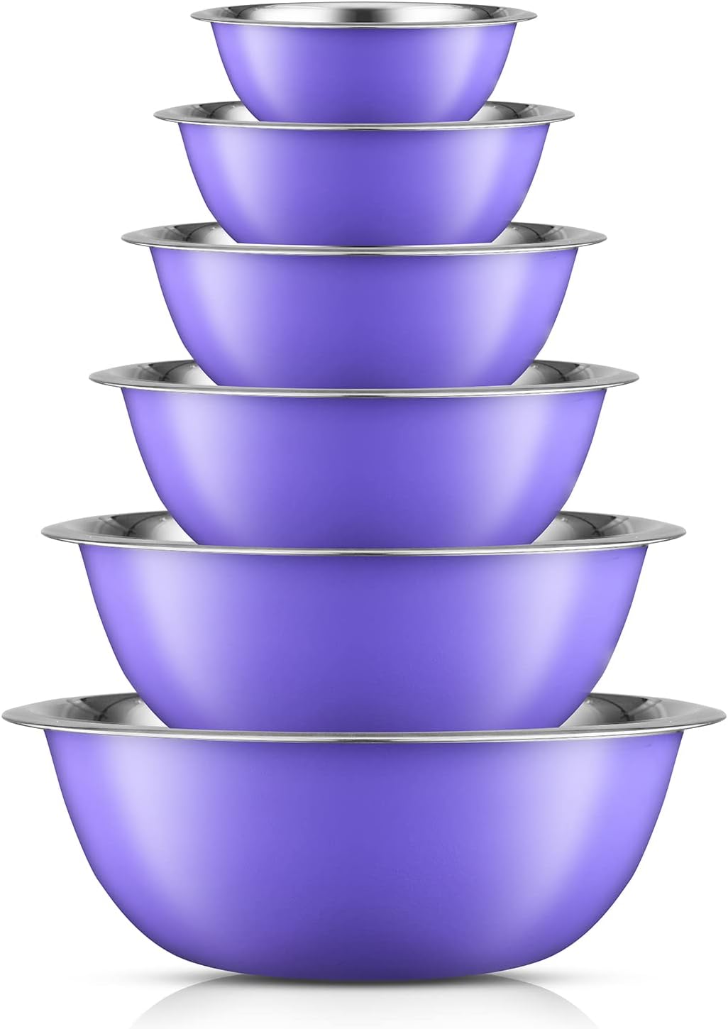 Stainless Steel Mixing Bowl Set of 6-5qt to 0.5qt Nesting Bowls for Dough, Batter & Baking