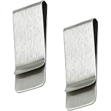 2 Pack Stainless Steel Money Clip Silver Slim Cash Wallet Credit Card Holder for Men and Women