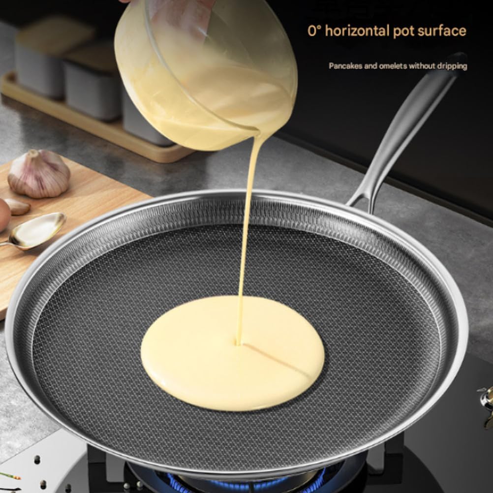 Nonstick Crepe Pan, Stainless Steel Flat Skillet, Stainless Steel Honeycomb Coating Pancake Pan, Tortilla Griddle Pan for Easy Cleanup, with All Stove Tops Available, PFOA Free,10.23 in