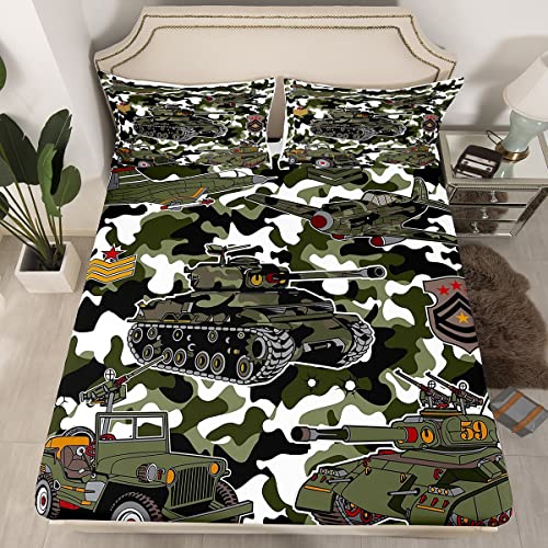 Tank Fitted Sheet Twin,Aircraft Camouflage Design Bed