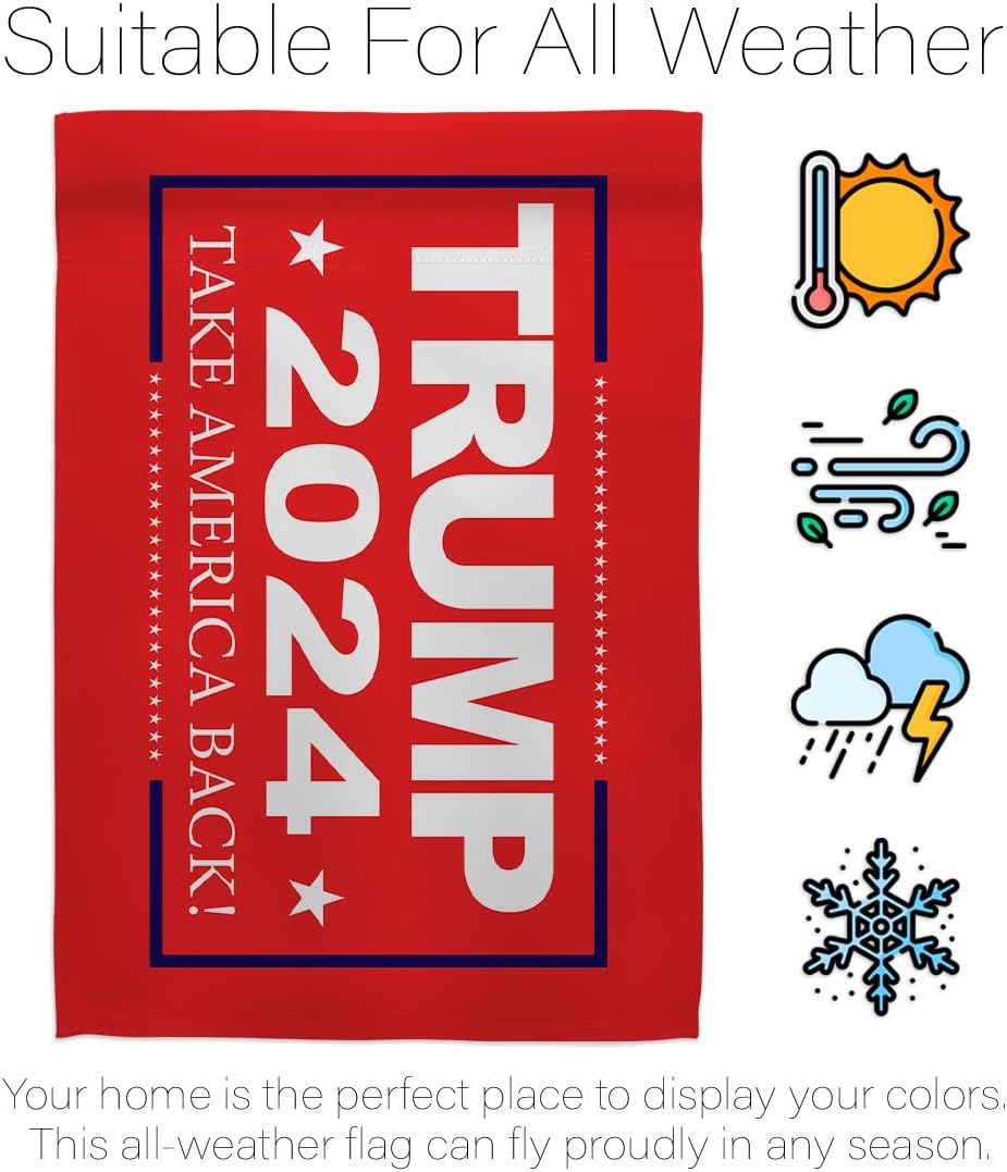 Take America Back 2024 Garden House Flag - Kit Patriotic Vote President Democrat Republican Tea Party United State American Election - Banner Small Yard Gift Double-Sided Made in USA 28 X 40