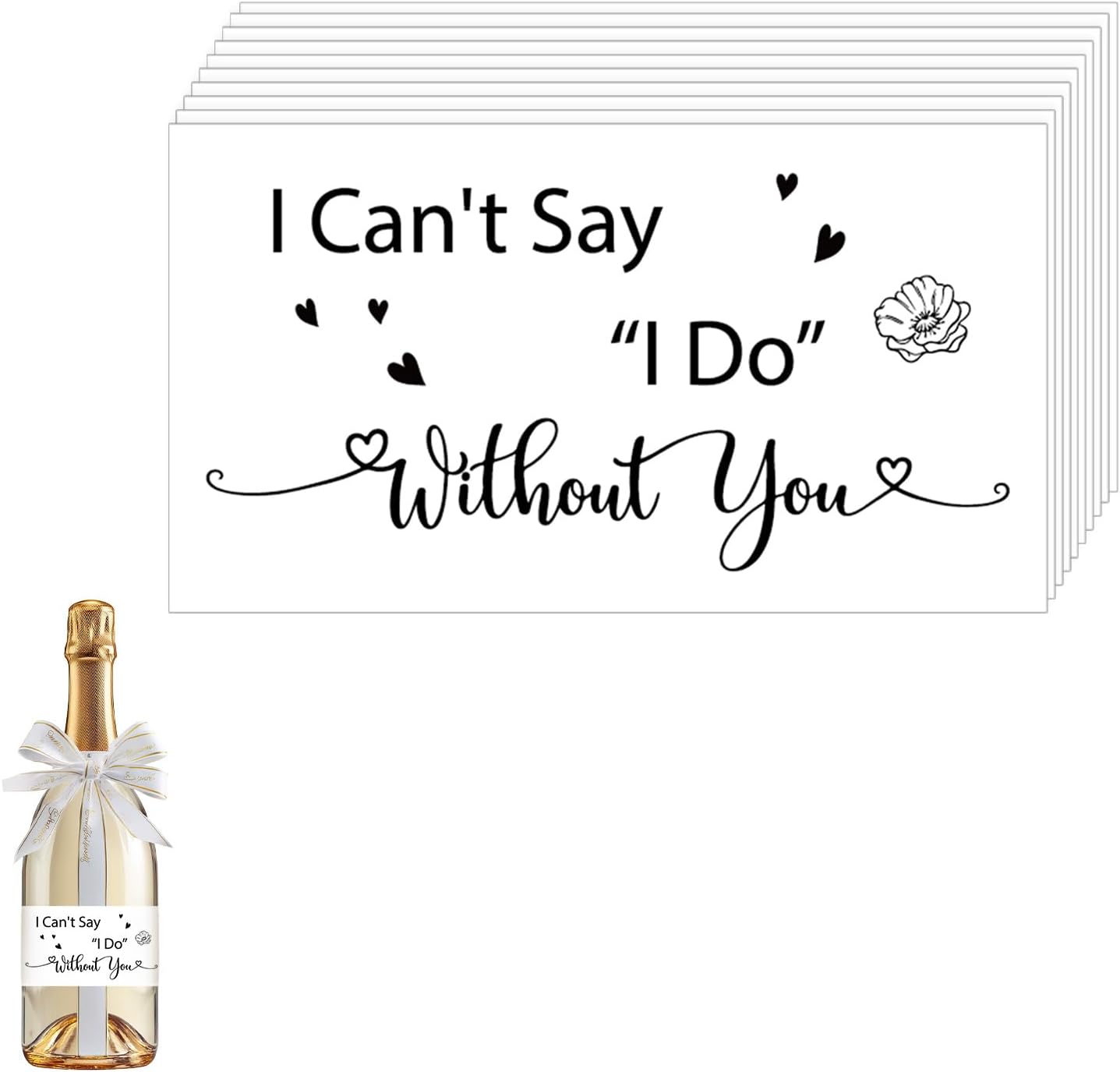10pcs Bridesmaid Proposal Mini Champagne Labels, I Can't Say I Do Without You Wine Stickers for Bridal Shower Decorations Wedding Proposal Gift Supplies