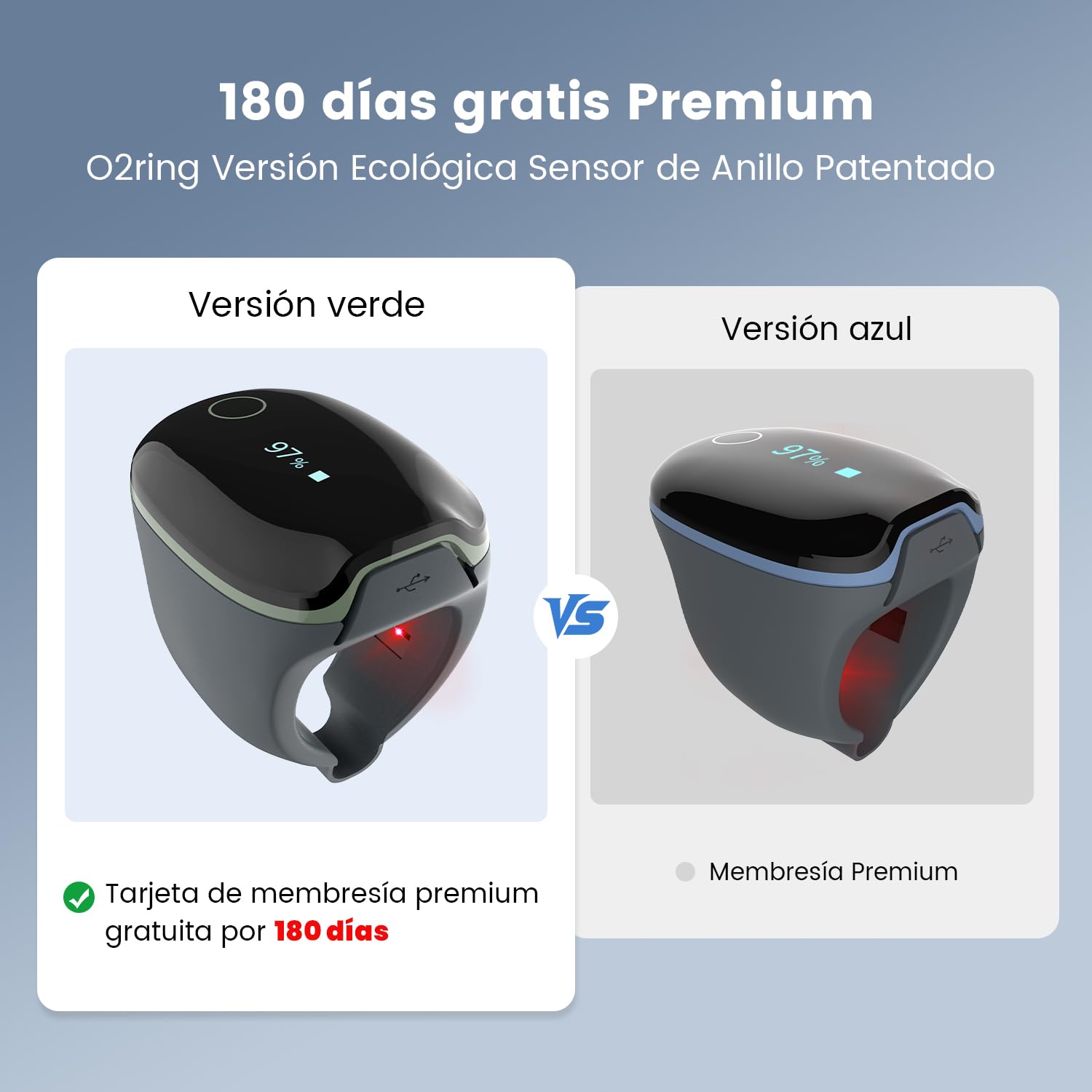 ViATOM O2ring Bluetooth oxímetro, oxímetro de pulso punta de los dedos para la monitorización continua durante la noche, oxímetro del sueño para medir SpO2 y la frecuencia cardíaca (verde)