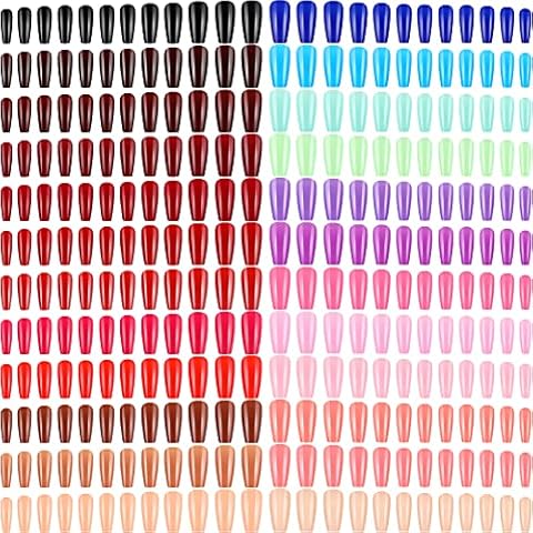 1152 Stücke 24 Farben Gefälschte Nägel Mittlere Lange Falsche Ballerina Sarg Falsche Nagelspitzen Press on Nails Einfarbig Künstliche Nägel zum Aufkleben Fake Nails Nägeln Cover