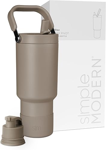 Miniatura 44 de Simple Modern Trek Pivot | Vaso con tapa abatible y popote de 30oz con asa | Botella de agua y bota | Popotes y tapas de chupito intercambiables |
