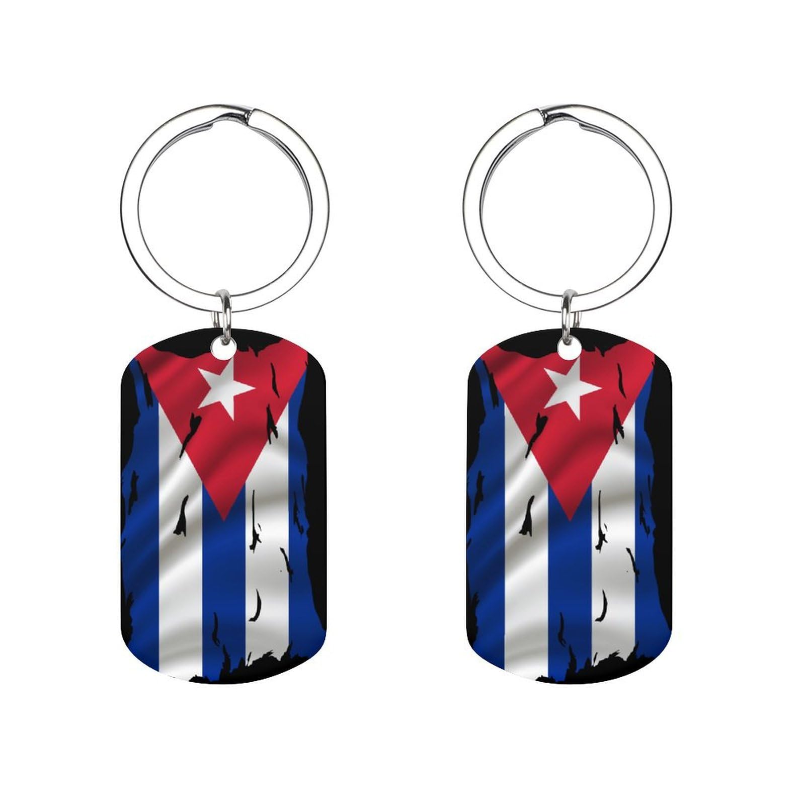 Kwqdozf Unisex Torn Broken Cuba Flag Metal Keychain Key Ring For Women Men,Fashion Pattern Keyring For Dad Son Brother Husband Grandson Accessories Holiday Gifts