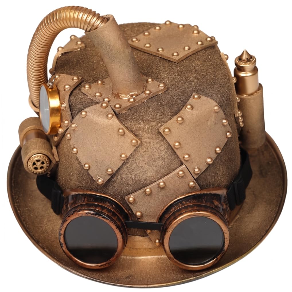 Jorzer Cappello a cilindro Accessori Steampunk, berretto gotico di Halloween, marrone