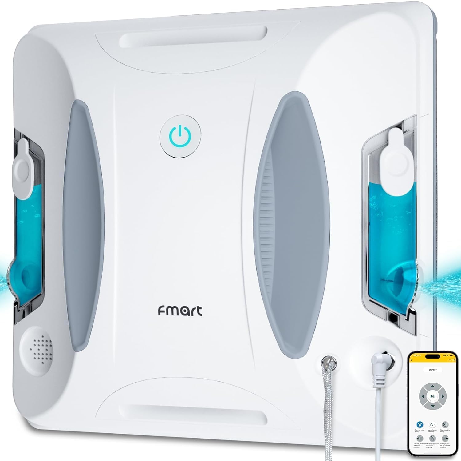 Photo 1 of FMART W6 Window Cleaner Robot Double-Sided Spray Water, 3800Pa Strong Suction Smart Window Cleaning Robot, APP&Remote Control Robot Suitable for Outdoor/Indoor High Rise Windows