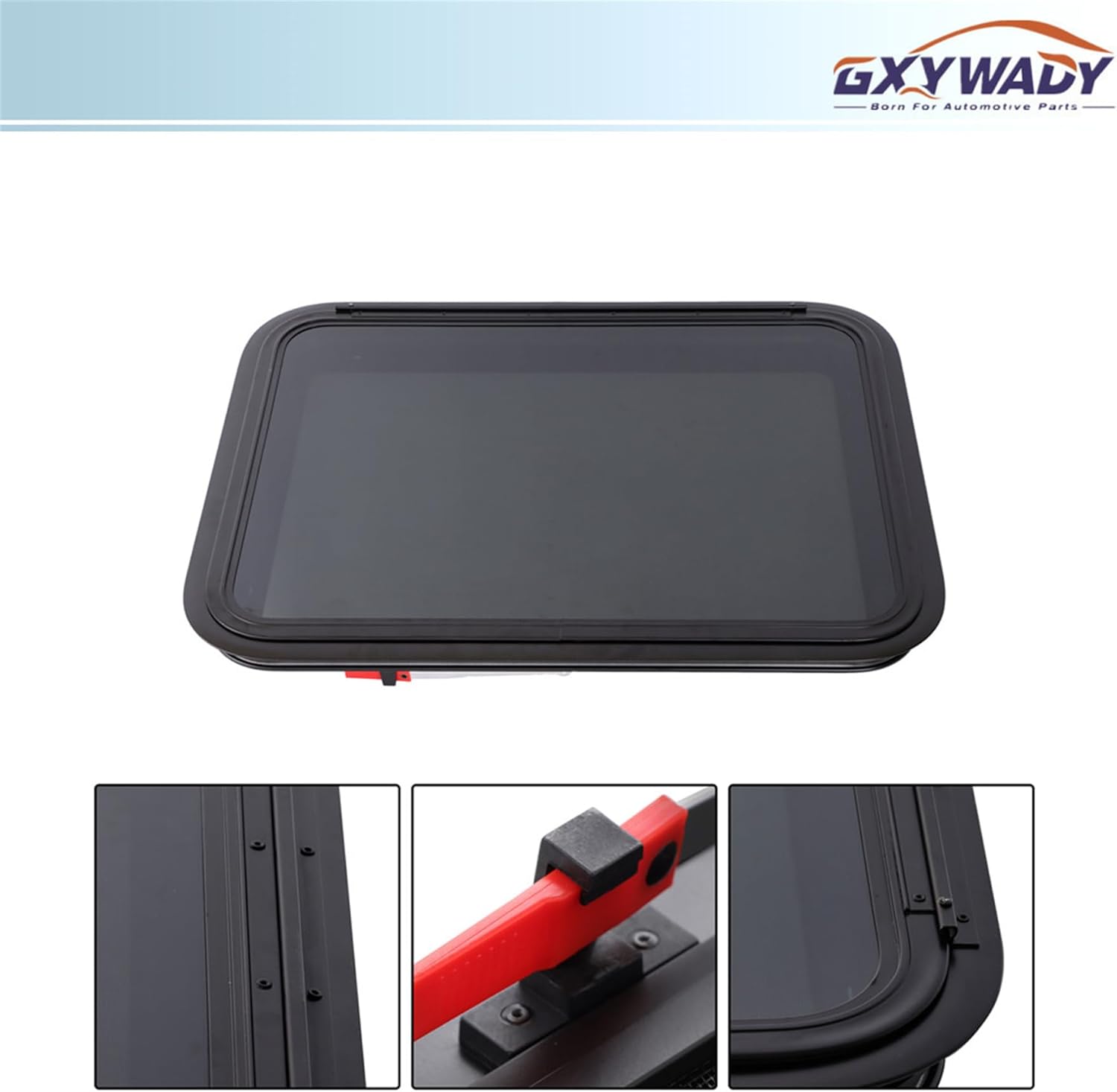 GXYWADY RV Exit Window 30W x 22H with Screen Black Mounting Opening Size 762x559MM