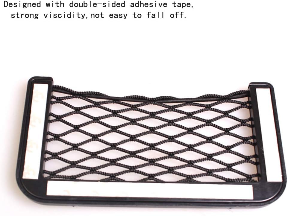 Emoly Car Storage Organizer, 2-Pack Universal Net Velcro Car String Bag Car Seat Side Storage, 7.9 x 3.2& 5.9 x 3.2'' Net Bag Mesh Pocket Organizer Stick-on for Purse Bag Phone (2020)