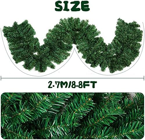 Glaxcidy Garland for Christmas Decorations, 8.8ft/2.7m Christmas Decorations Artificial Wreath Garland for Holiday Wedding Party