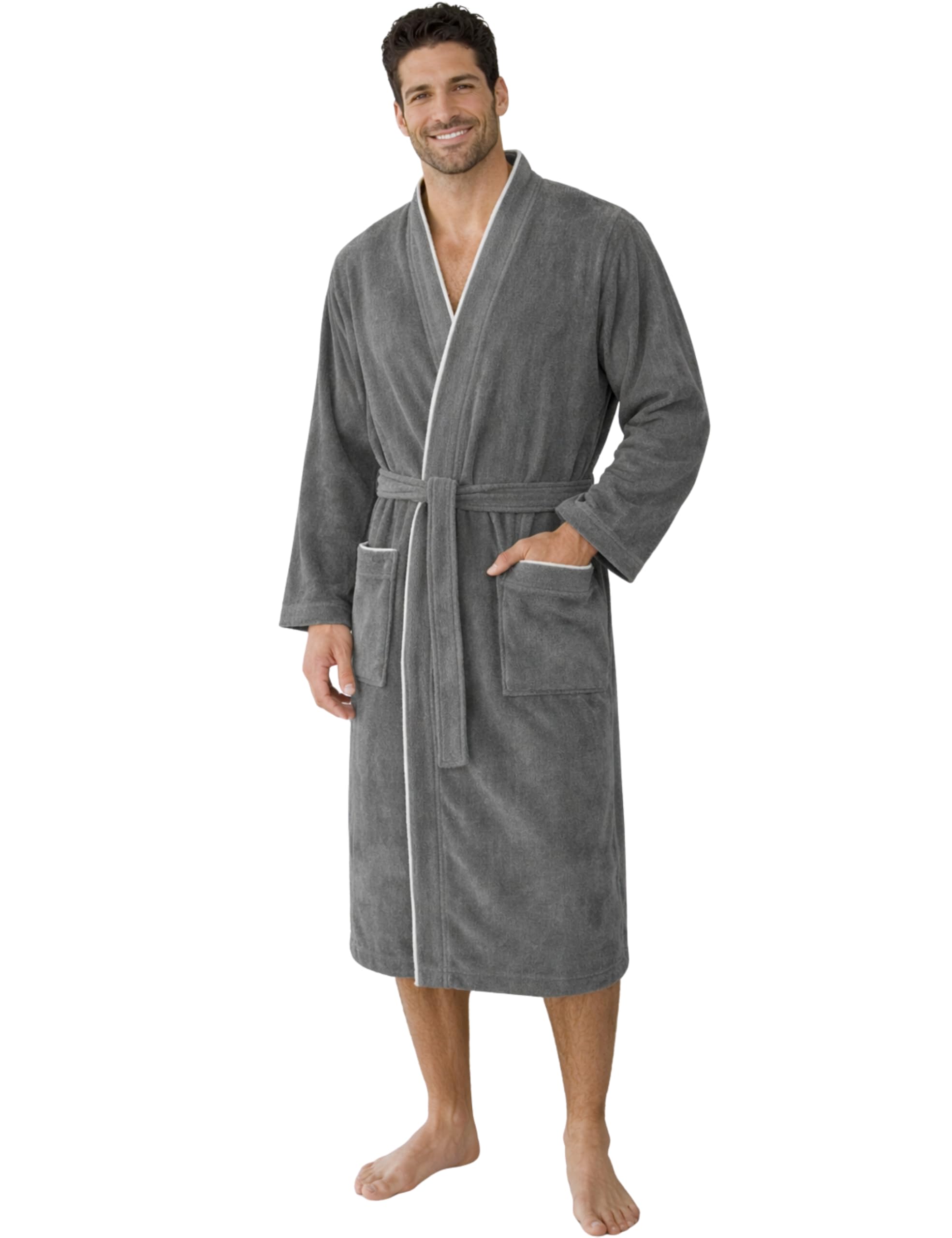Morgenstern Bademantel Herren 100% Baumwolle Frottee Velours Saunamantel Kimono Lang Oeko Tex