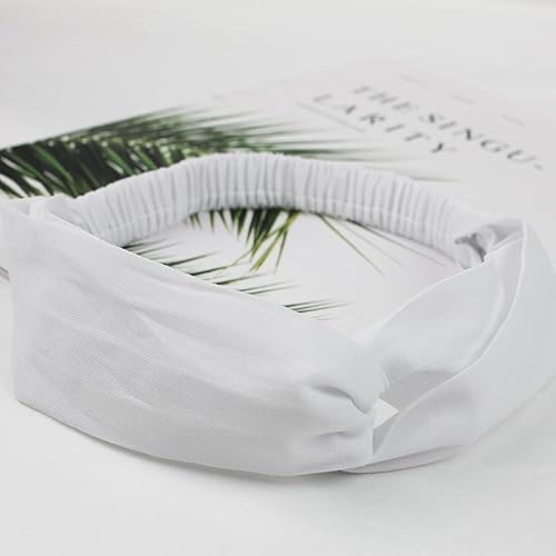Miniatura 8 de RJMBMUP 6 diademas blancas para mujer, diadema elástica de algodón para suministros de fiesta de teñido anudado, soporte elástico antideslizante