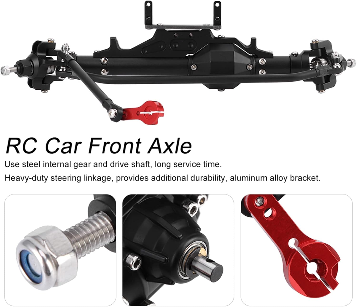 Aluminum Axle Front & Rear Axle, for Axial RR10 Wraith Series 1/10 RC Car Aluminium Alloy Front Axle Replacement Accessory (Black)
