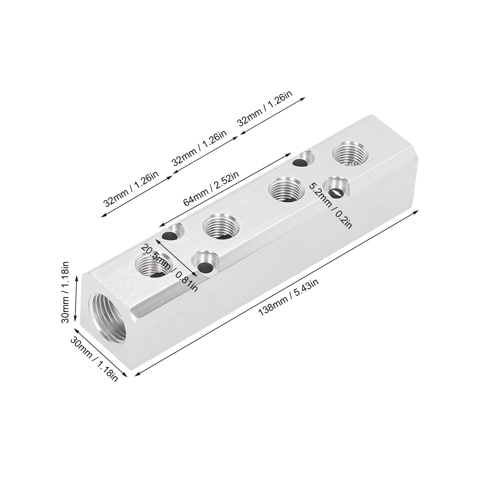 Colector Neumático De Aire, Divisor G1 2 Entradas G1 4 Salidas 30 X 30 Mm Bloque De Distribución Conector Bloque Colector (SY30-02-5F