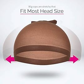 FANDAMEI Wig Cap, 4 pieces Dark Brown Stocking Wig Caps Stretchy Nylon Wig Caps for Women