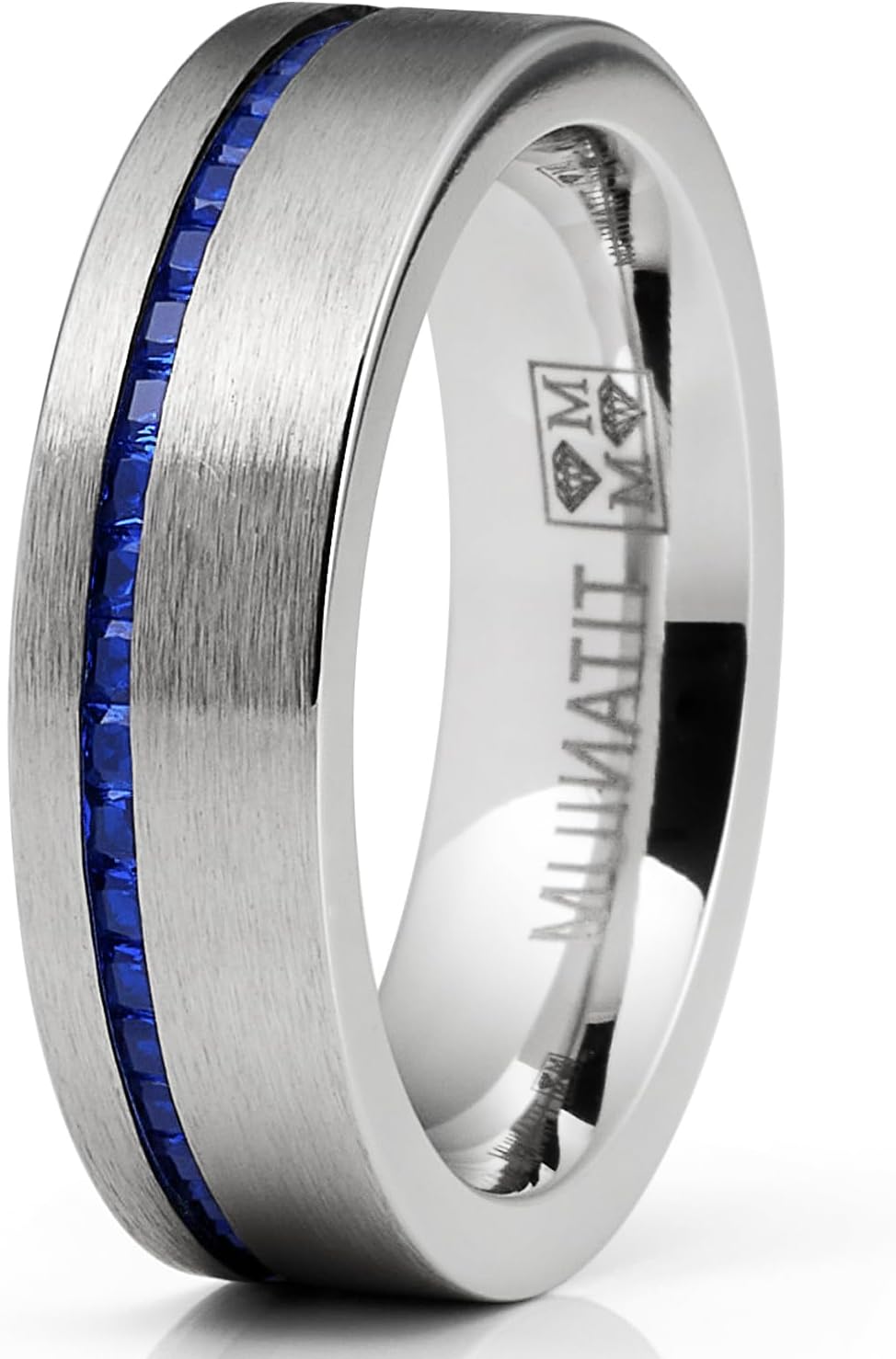 Metal Masters Men's Eternity Titanium Wedding Band Engagement Ring Brushed Finish