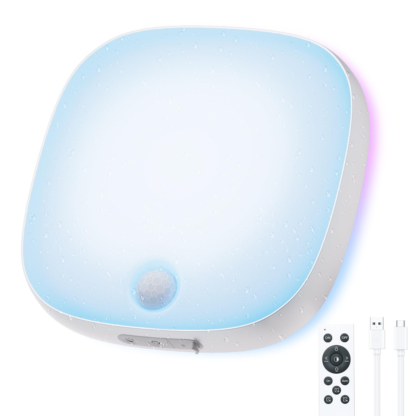 RGB Shower Light IP65 Waterproof, 18cm LED Ceiling Light with Motion Sensor