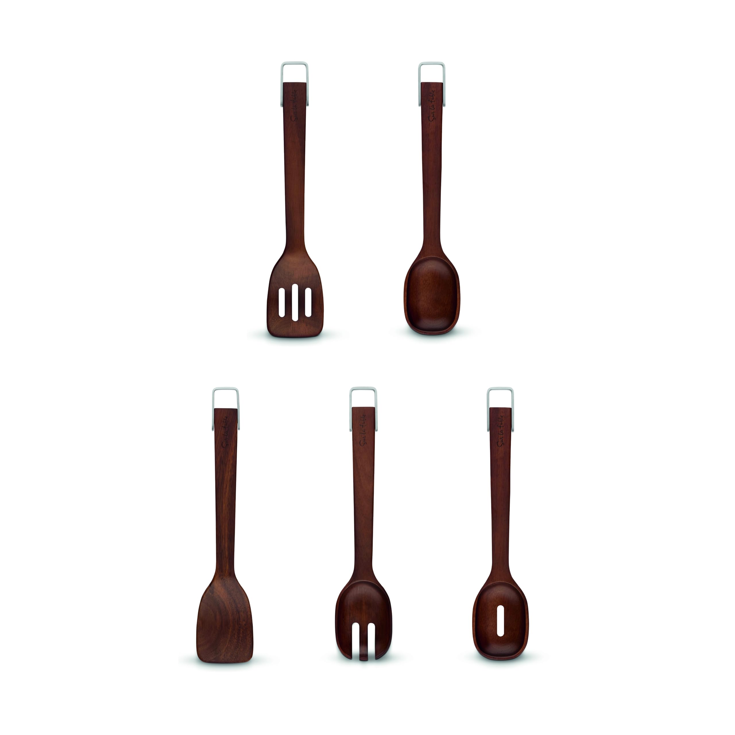 Surlatable Set Of 5 Wooden Utensils Brown Medium