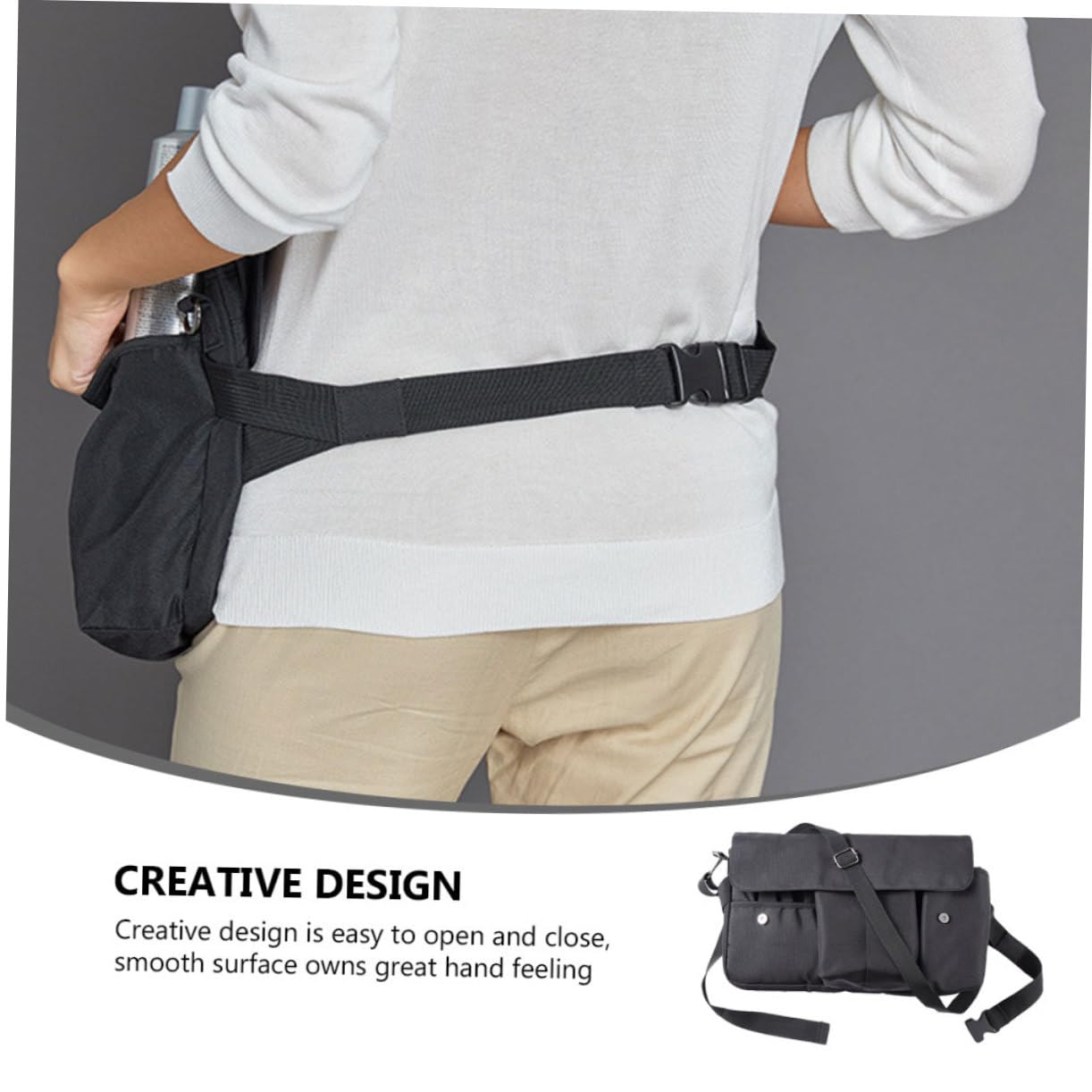 Borsa Porta Trucchi da Viaggio in Tela Nera, Custodia per Pennelli Make Up Portatile Cinturino, Facile da Aprire e Chiudere