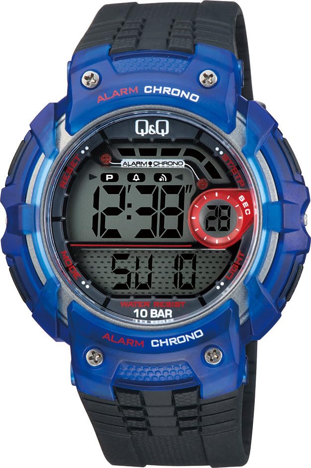 Image of Q&Q Mens Blue Digital Watch 100 Meters Wr