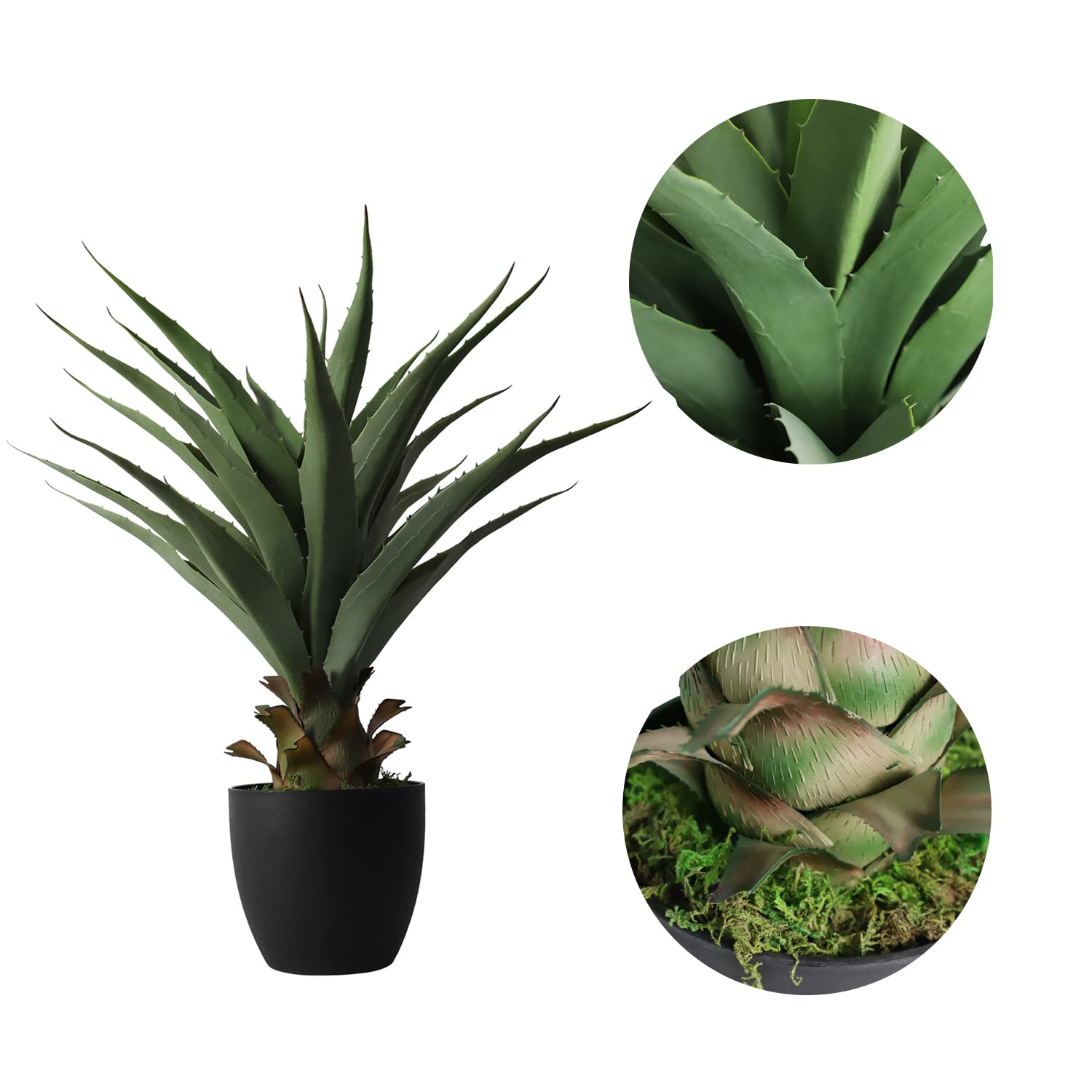 Damomo 61 cm Sansevieria Feaux rośliny agawa wąż roślina kolczasta sztuczny zielony plastikowy miecz doniczkowa zieleń dekoracja biuro/ogród/wewnątrz