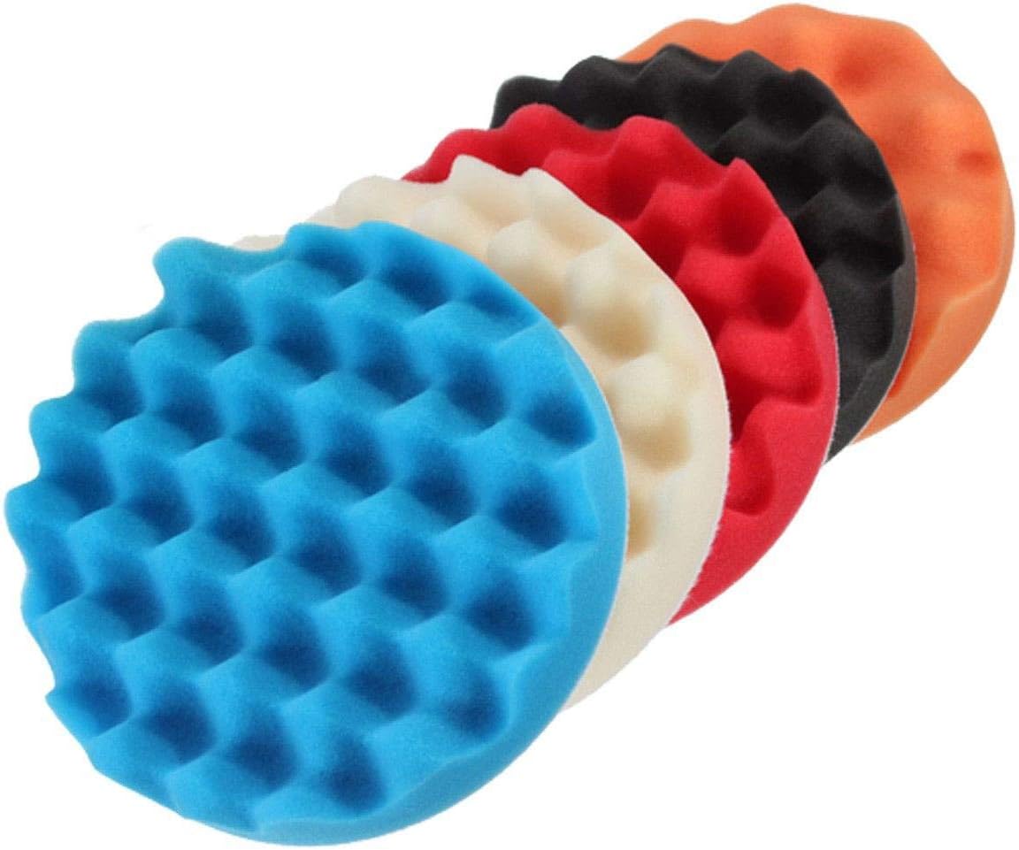 PYouo-mini Polisher Pads, 5Pcs 6" for Car Polisher, Sponge Buffer Waffle Polishing Foam Buffing Pads Set, Waxing