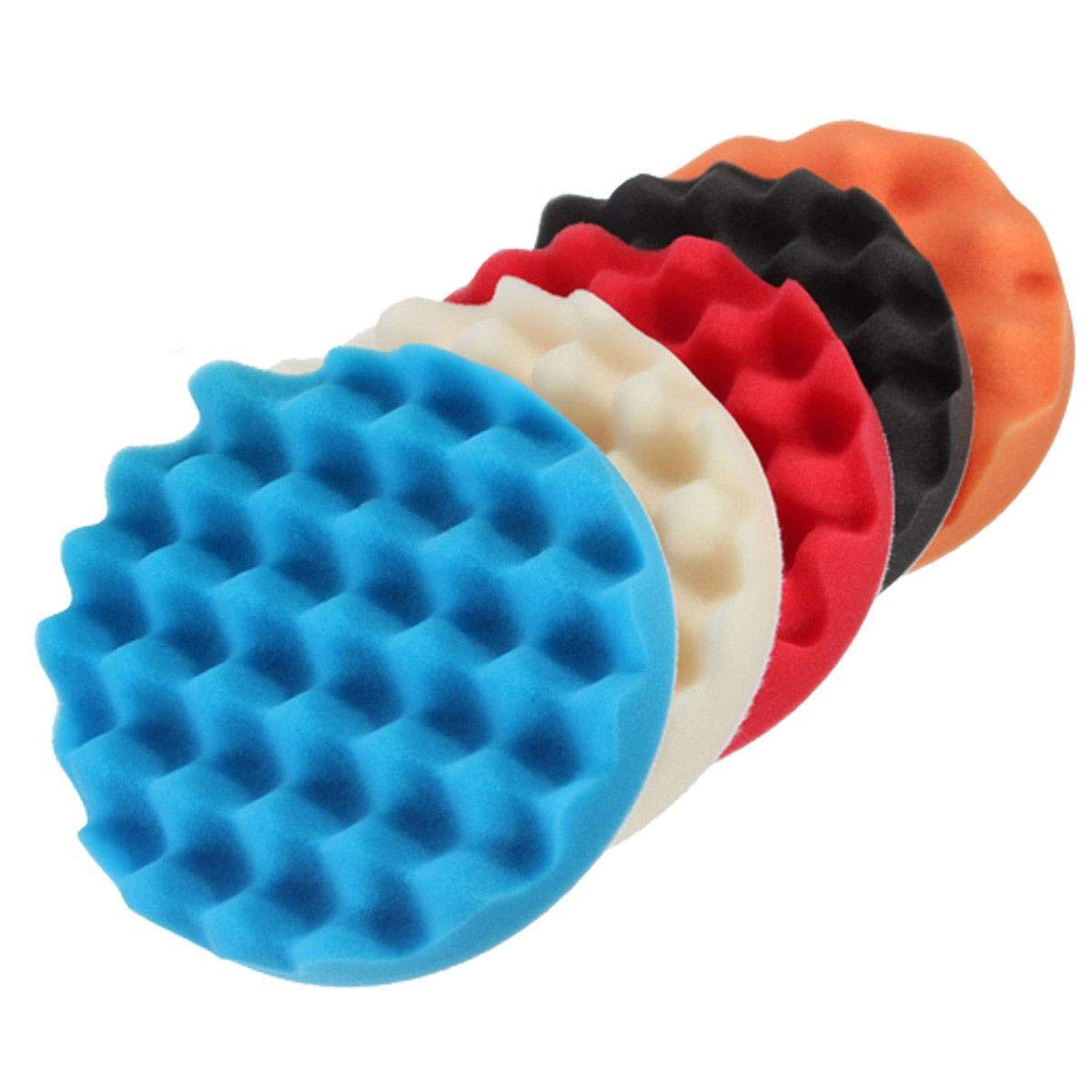 JINchao-polishing pads, 5Pcs 6" For Car Polisher, Sponge Buffer Waffle Polishing Foam Buffing Pads Set,Polishing