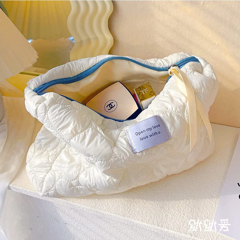 Miniatura 2 de Bolsa pequeña de cosméticos bonita, bolsa de maquillaje estética Y2K, bolsa de maquillaje estética Y2K para bolso (beige, pequeño)