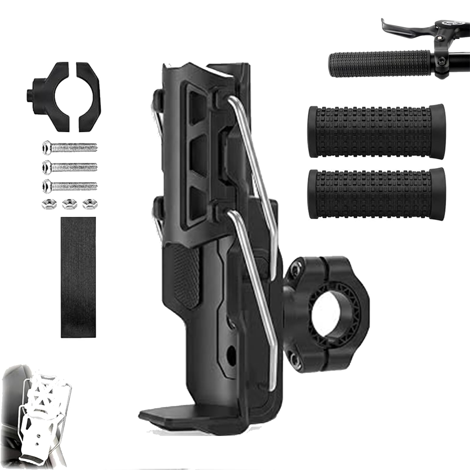 3pcs bike bottle holder, adjustable handlebar mount, 360 degree rotatable design,grip for daily commuting and outdoor sports, compatible with bicycles and motorcycles