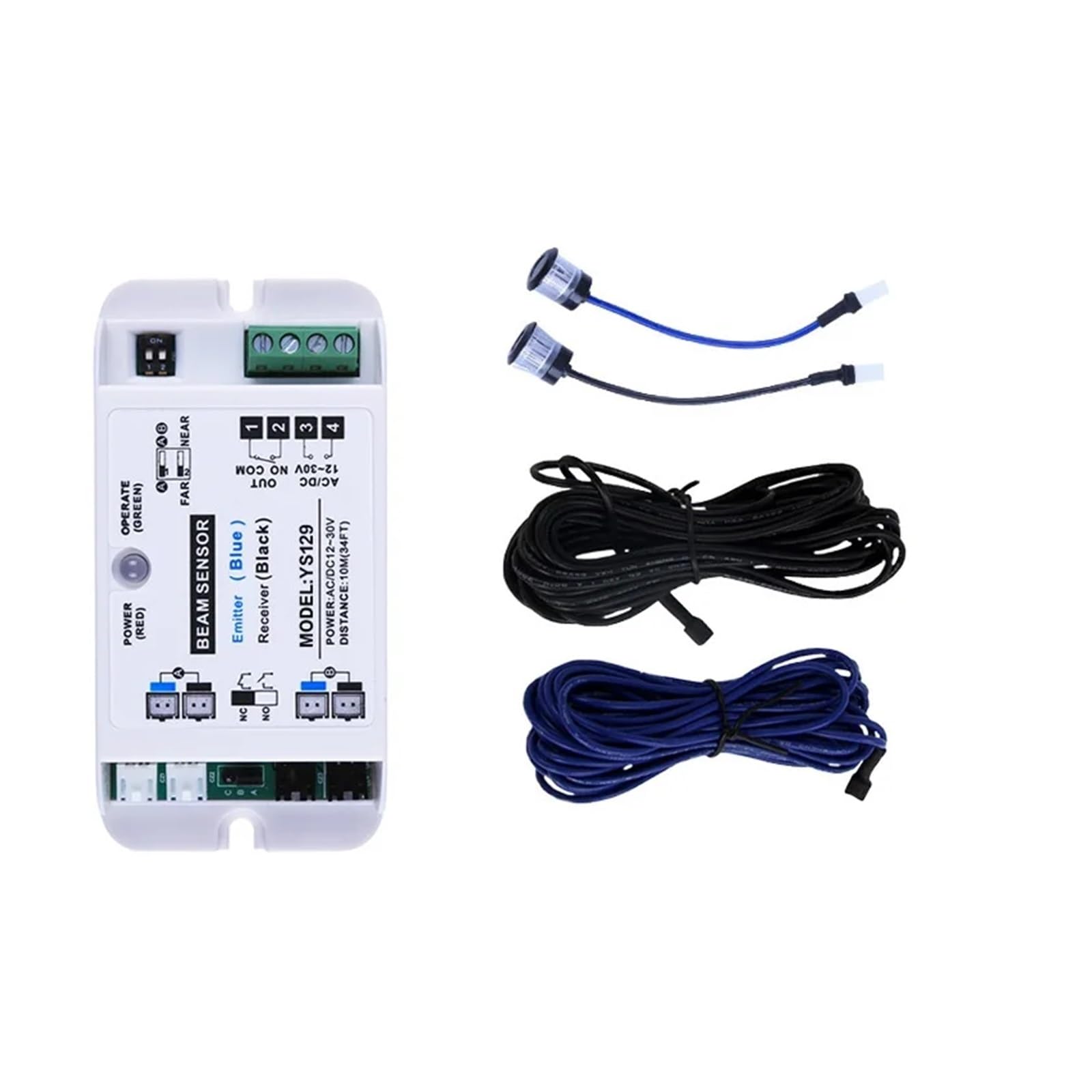 Automatic Gate Opener, 10m Singel Beam Automatic Sliding Door Gate Opener Safety Sensor Beams Infrared Photocells(1 Beam White)