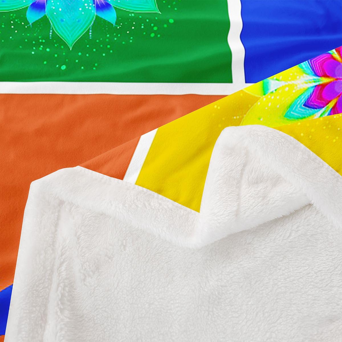 Homewish Gekonowy koc polarowy, egzotyczny, ciepły, pluszowy, sherpa, pop-art, mandala, jaszczurka, kolorowy, puszysty, pluszowy, patchworkowy, retro, boho, kwiat do salonu, sypialni, biura