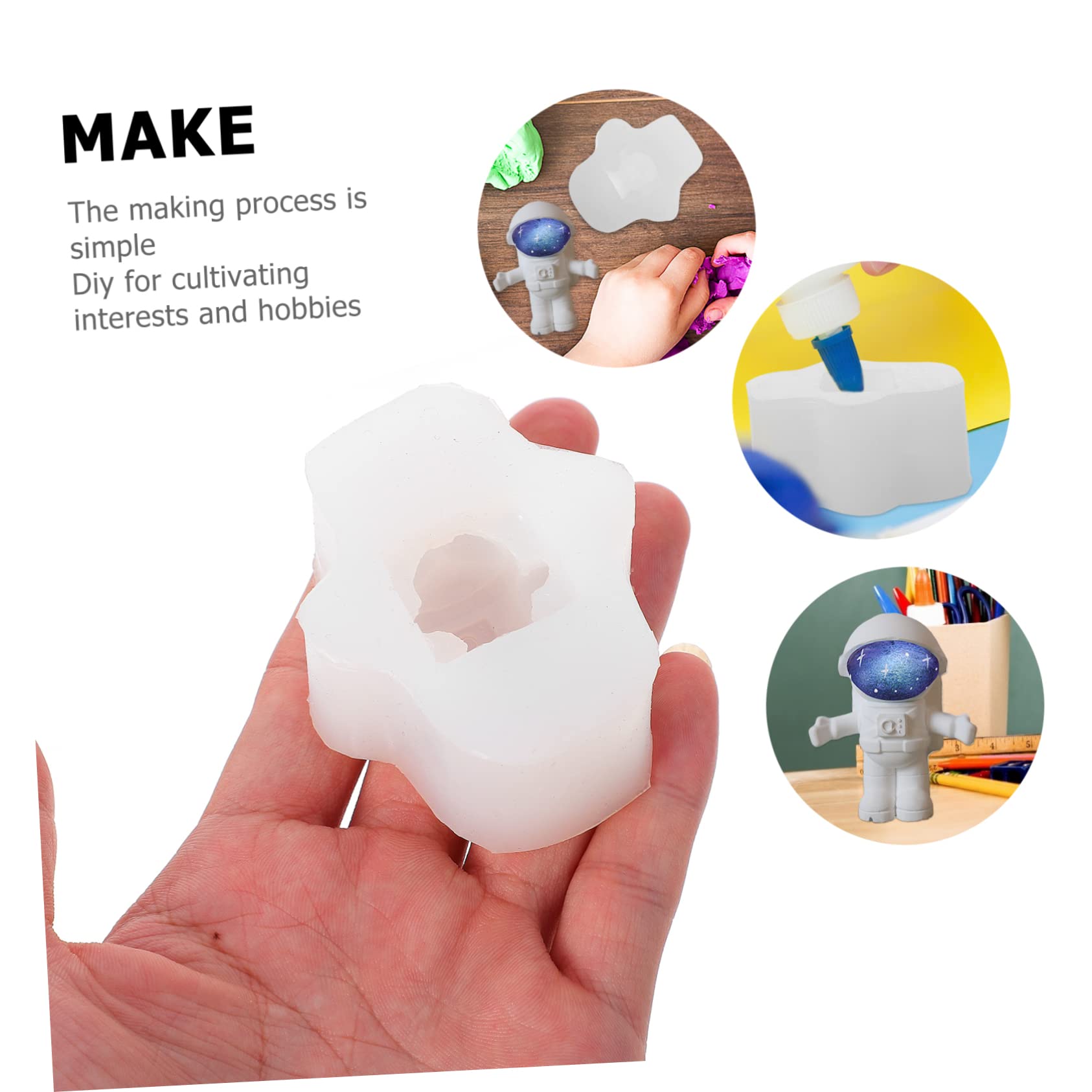 Housoutil 3 Pièces Moule Silicone Astronaute Design pour Diy Gâteaux Bougies Outil de Manuelle pour Fêtes Décorations