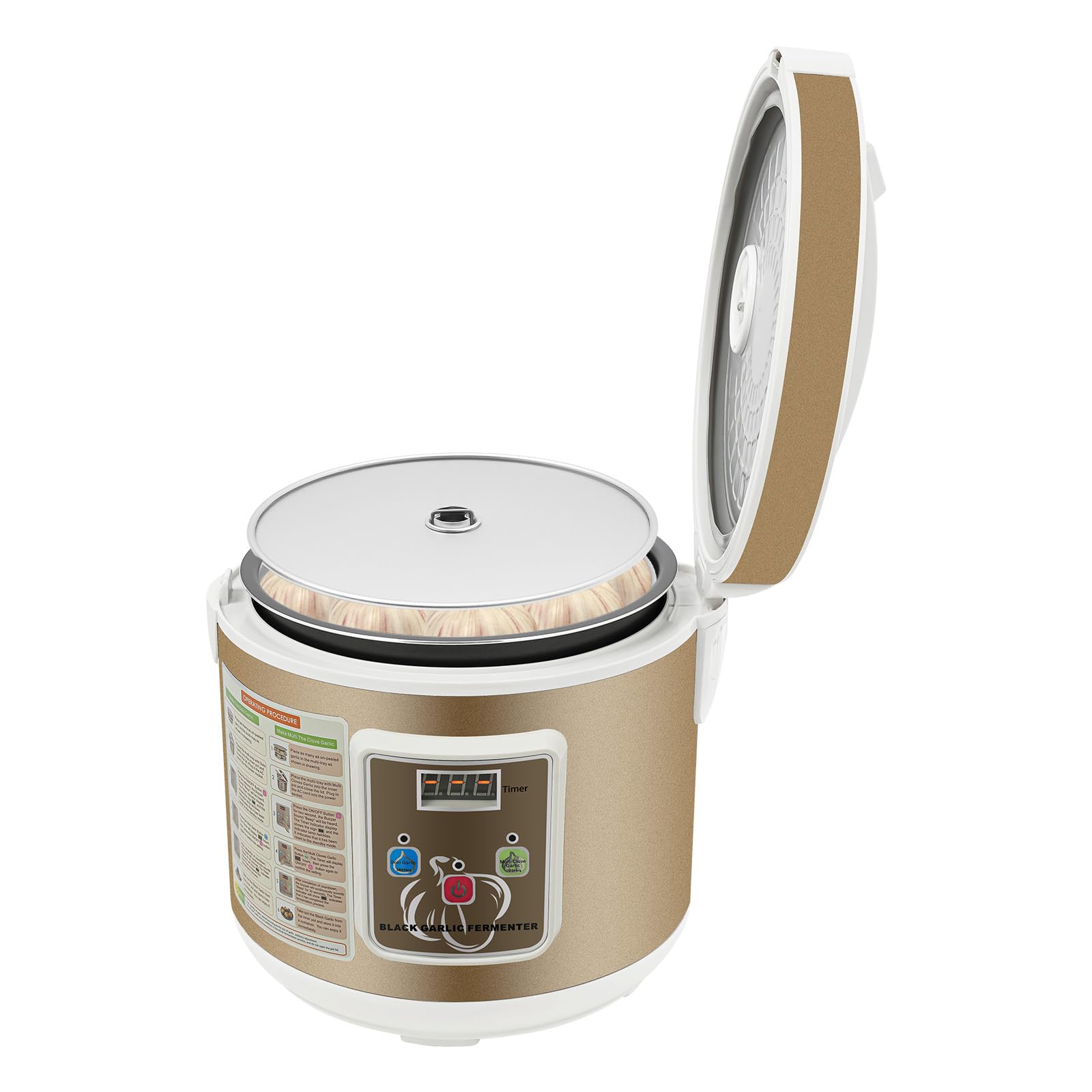 Schwarzer Knoblauch Fermenter, 5L Knoblauch Fermentiermaschine, Voll Automatische Intelligente Steuerung Garlics Maker, 90W DIY Garlic Kocher, Zeit Einstellbar, für Verwendung bei der Lebensmit