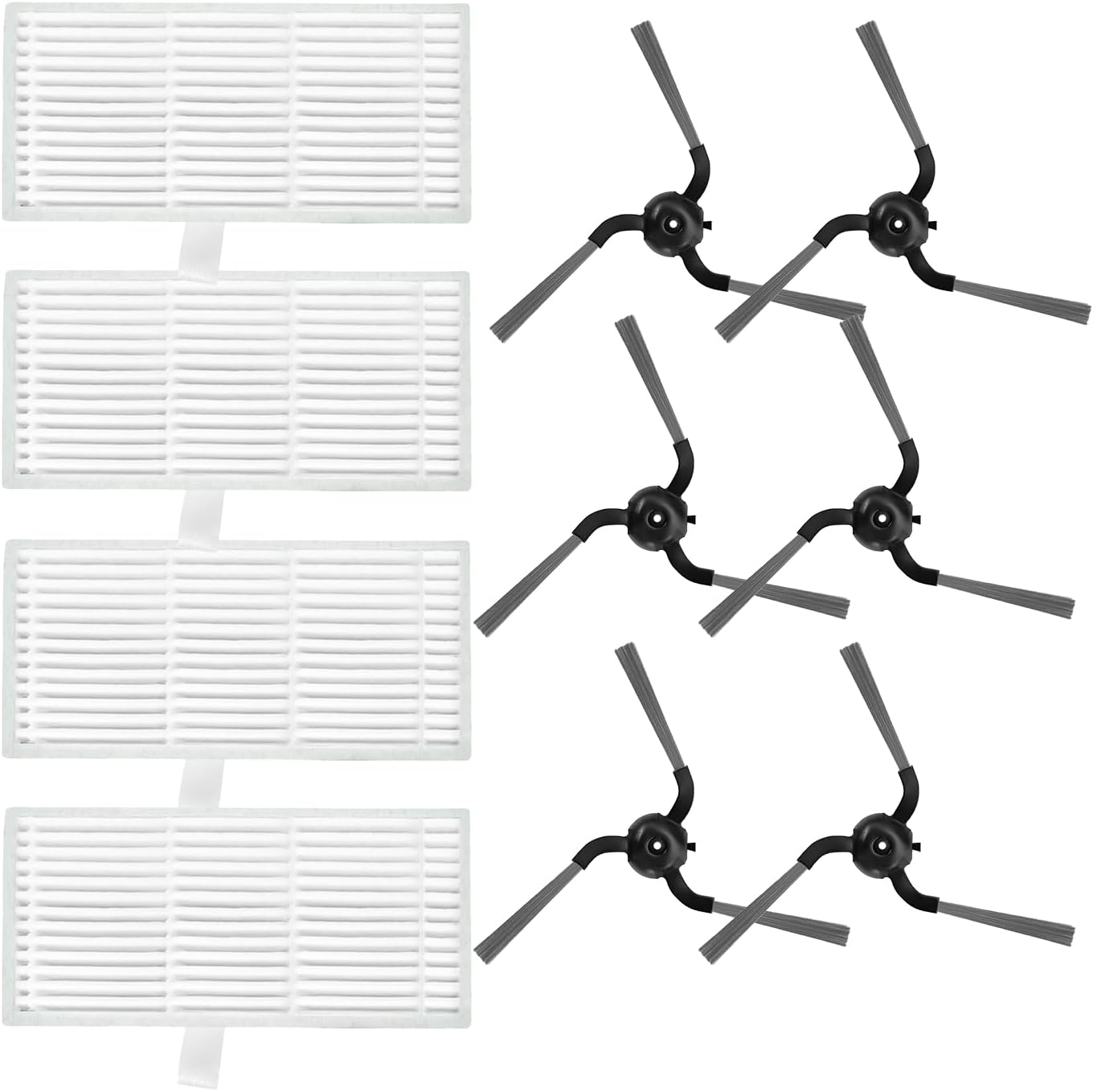 10 Pcs Replacement Parts For Eufy C10 Robot Vacuum Cleaner - C10 Accessories Kit Include 4 Washable Filters, 6 Side Brushes